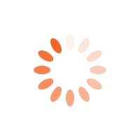 An preloading screen with white and orange ovals that make up a circle.